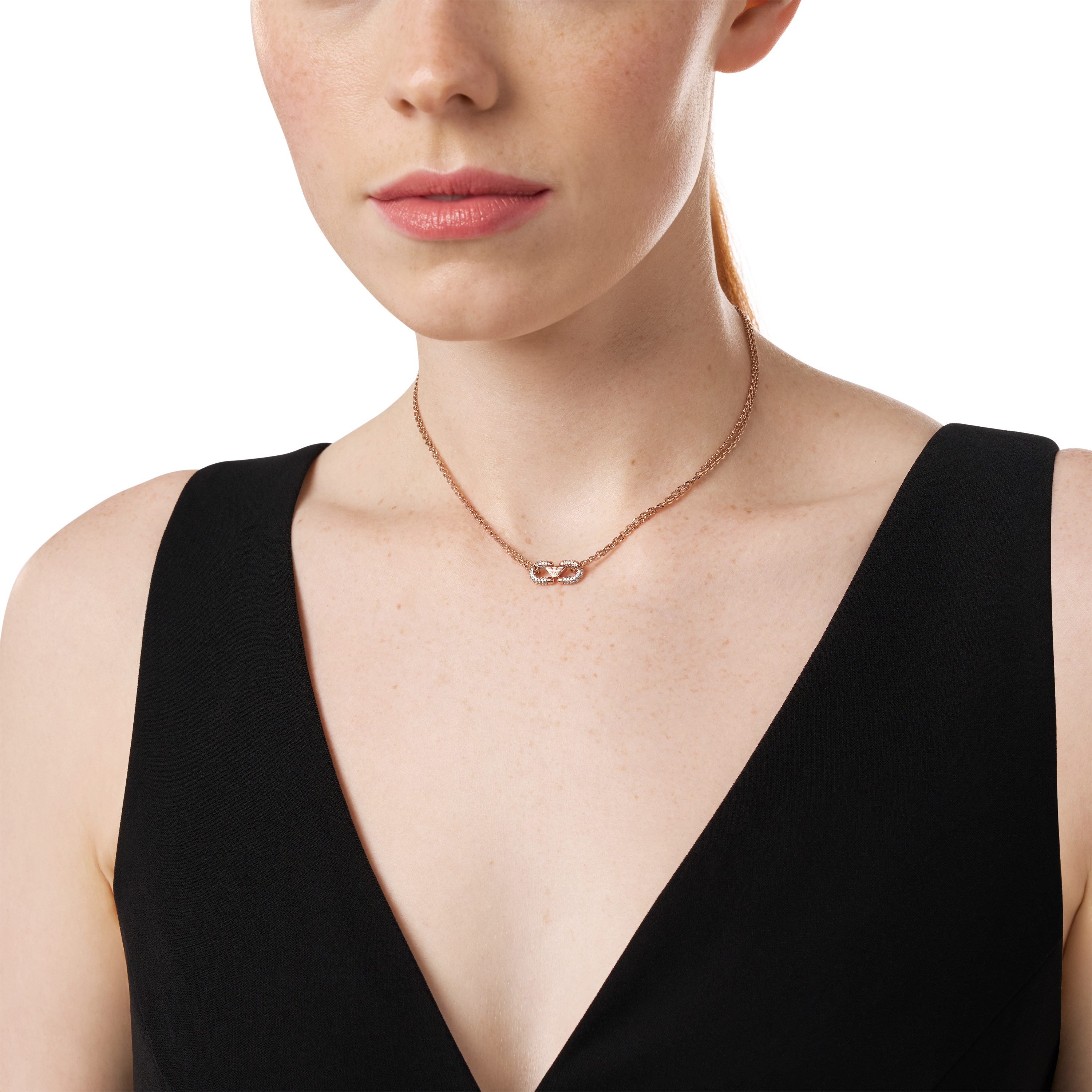 Emporio Armani Kette mit Anhänger Schmuck Geschenk Edelstahl Halsschmuck COUPLES, mit Zirkonia (synth)