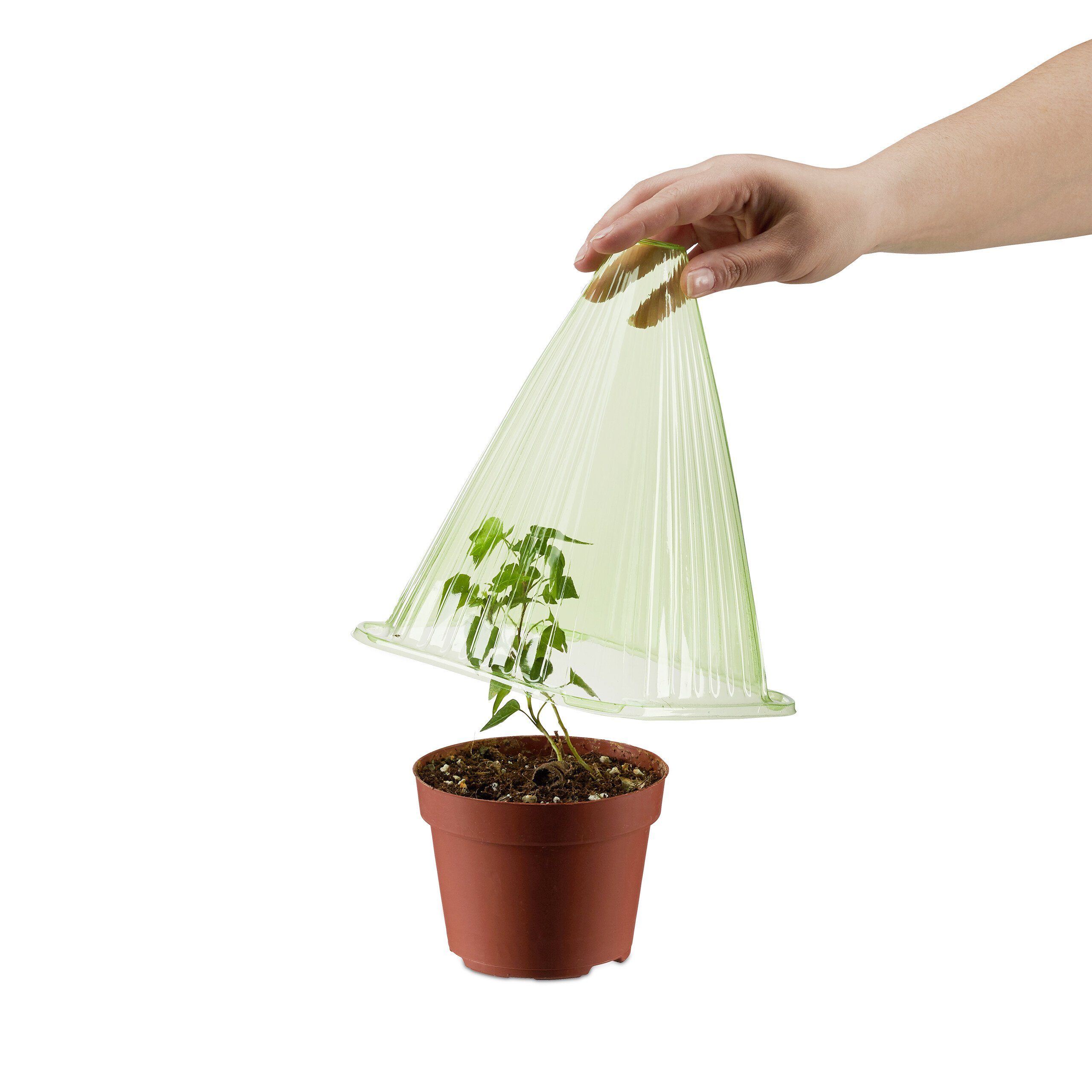 relaxdays Pflanzenschutzdach Grüner Pflanzenhut im 32er Set