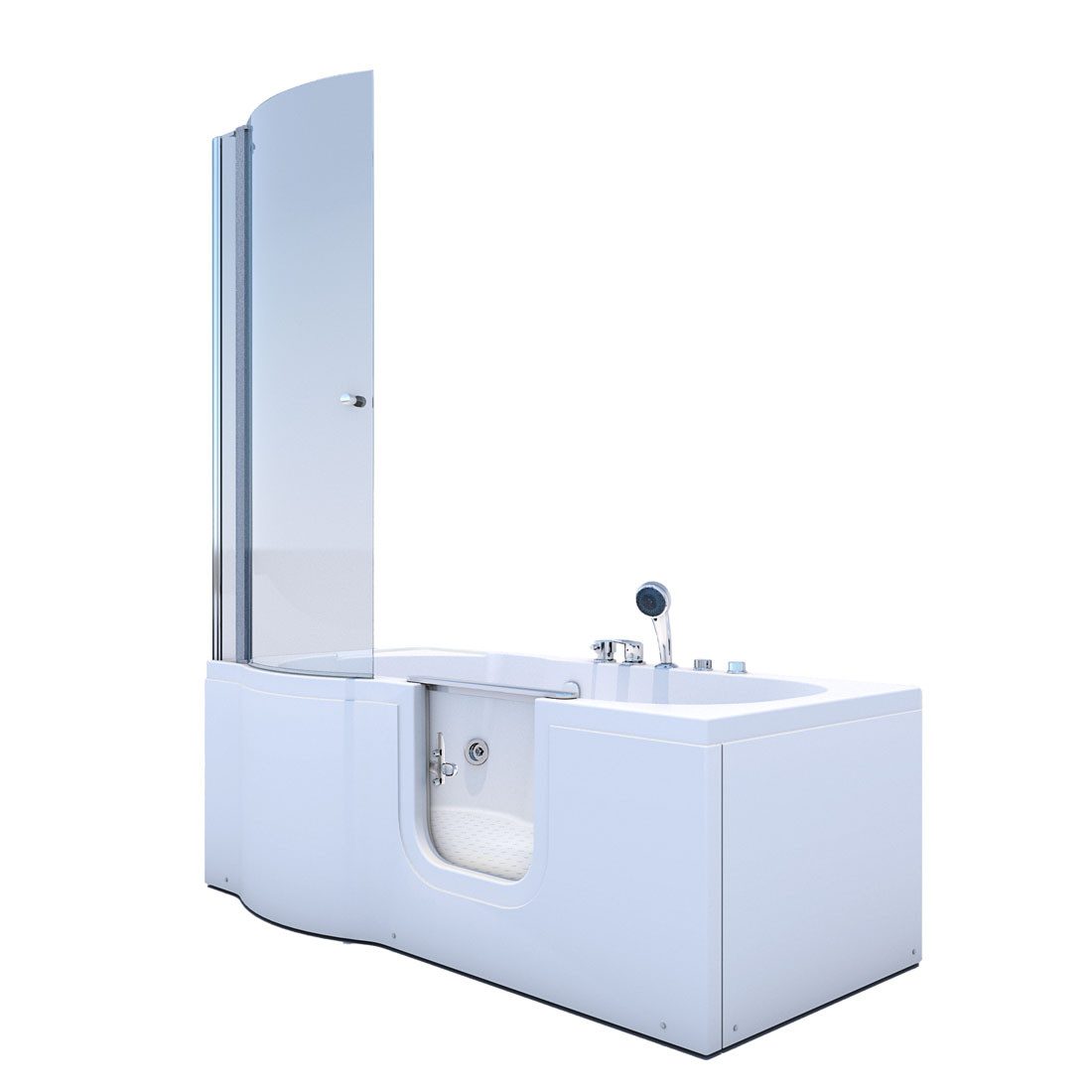 AcquaVapore Komplettdusche Seniorendusche Wanne mit Whirlpool S12D-EH-WP-R-ALL 85x170 cm, Sicherheitsglas ESG, inklusive Duschwanne, Integrierte Massagedüsen, Schnelle Reinigung, Überlauf Abfluss, Whirlp