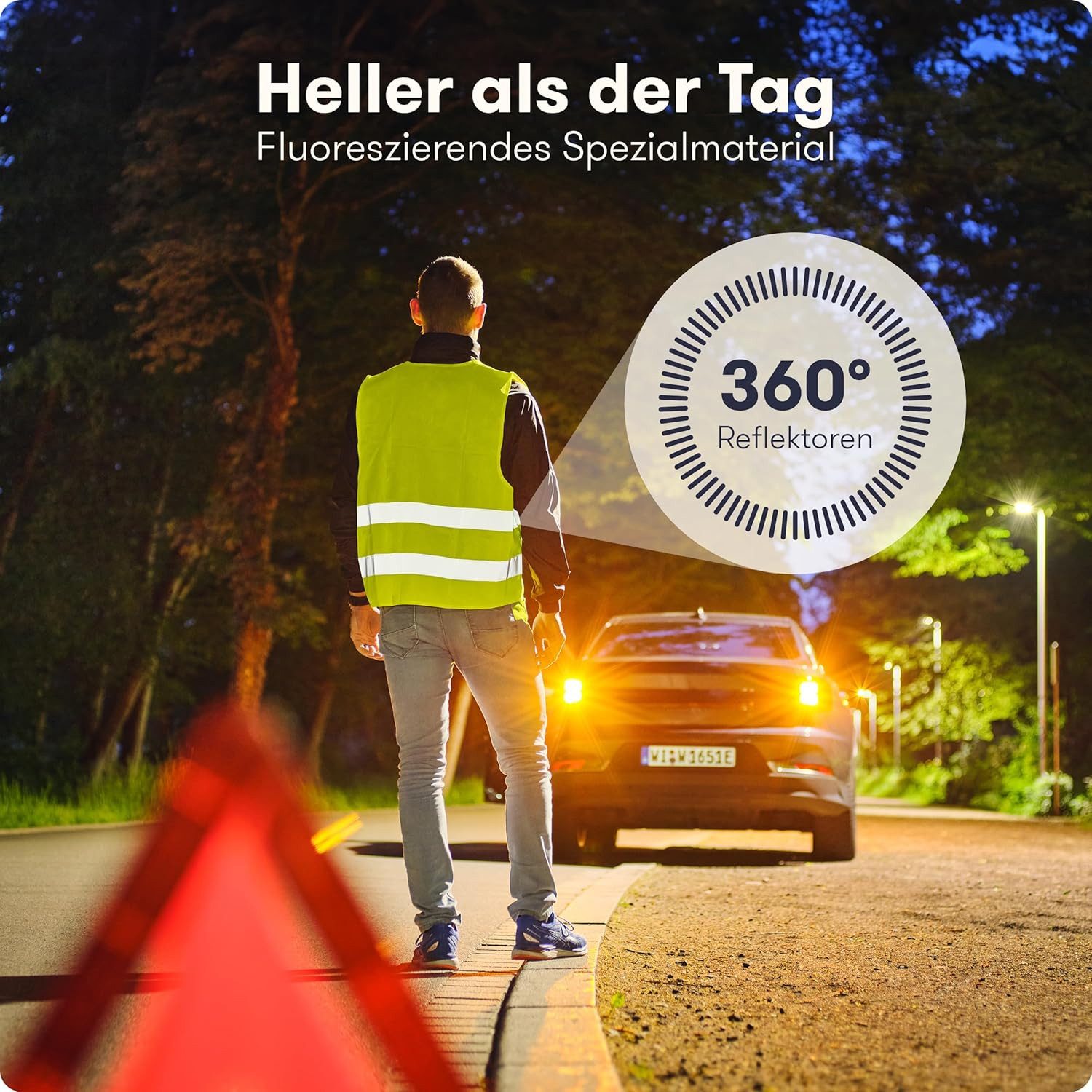 Purahelp Warnweste Auto - Europaweit gültig nach EN ISO 20471 (Reflektierende Warnweste Auto - Sicherheitsweste Auto Warnweste Gelb, 2-tlg) Warnschutzweste - Sicherheitswesten