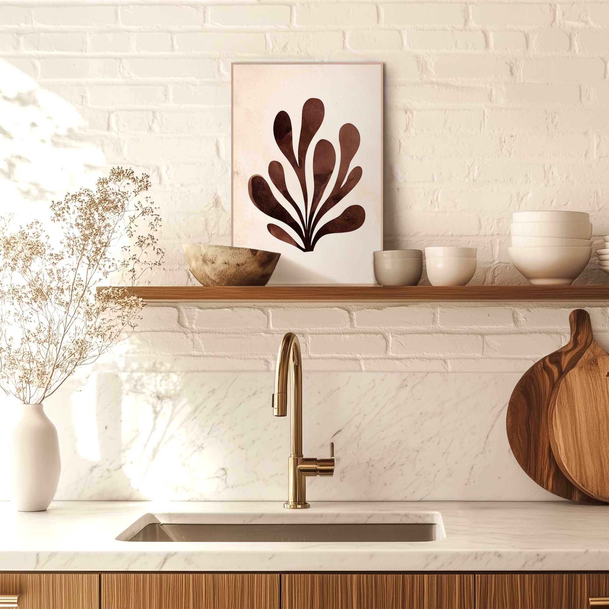 Reinders! Bild mit Rahmen Abstrakte Pflanze, (1 St), Wohnzimmer - Beige - MDF - Abstrakt - 20x30 cm