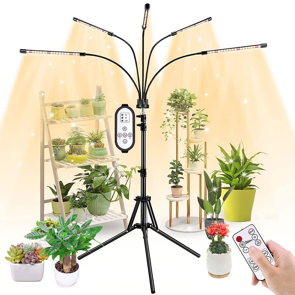 Rosnek Pflanzenlampe 3/4/5 Köpfe, Vollspektrum, dimmbar, günstig online kaufen