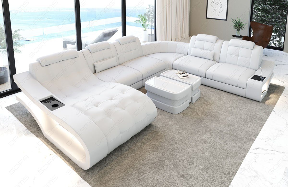 Form Ledersofa Elegante Dreams Couch, XXL Leder mit Wohnlandschaft wahlweise Bettfunktion Sofa Sofa