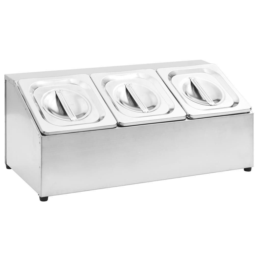 vidaXL Küchenregal Gastronorm-Ständer mit 3 GN 1/6 Behältern Edelstahl