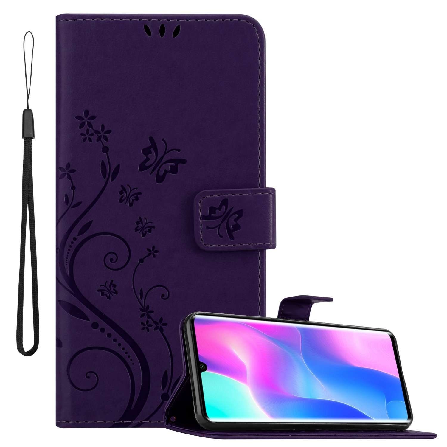 Cadorabo Handyhülle für Xiaomi Mi NOTE 10 LITE Hülle Xiaomi Mi NOTE 10 LITE, Hülle Schutzhülle Blumen Flower mit Standfunktion Kartenfach Magnet
