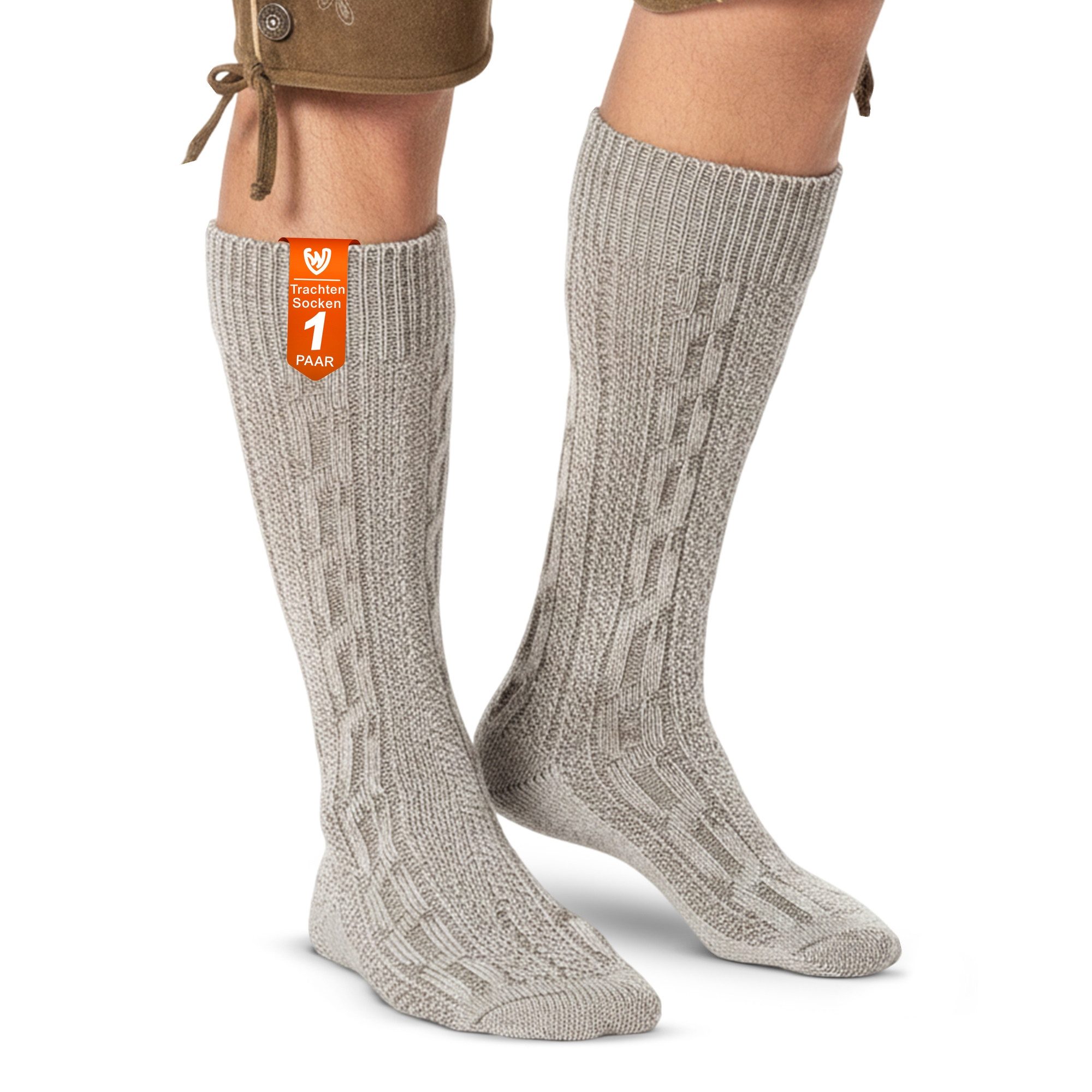 German Wear Trachtensocken GW200 1xPaar AMZ Trachtensocken Trachtenstrümpfe Zopfmuster 40cm