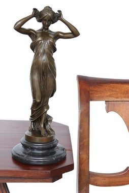 Aubaho Skulptur Bronzeskulptur Nymphe Frau im Antik-Stil Bronze Figur 34cm