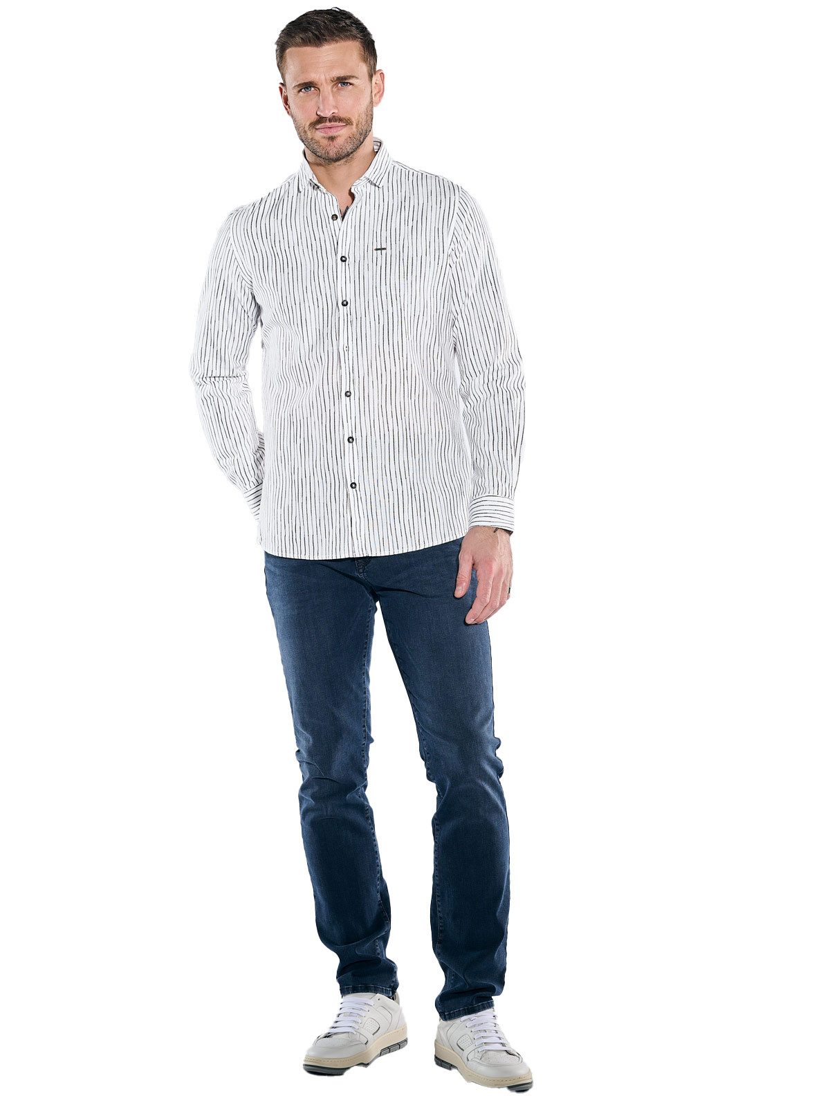 emilio adani Langarmhemd Herren Langarm-Hemd gestreift, Braunbeige
