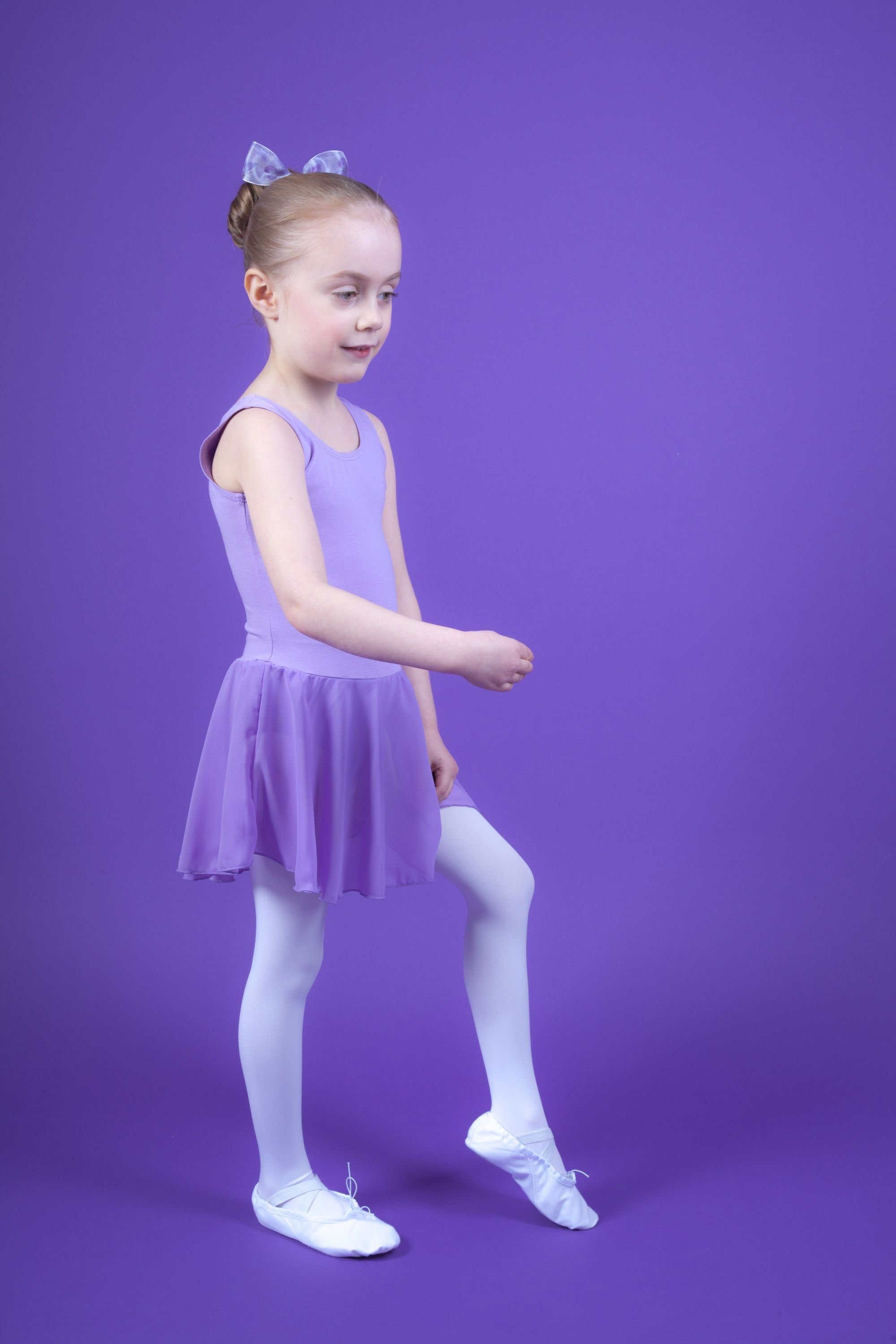Chiffonkleid für lavendel Bella Ballett Schlüssellochausschnitt weicher Ballettkleid Kinder Baumwolle tanzmuster Mädchen fürs aus mit Ballettbody
