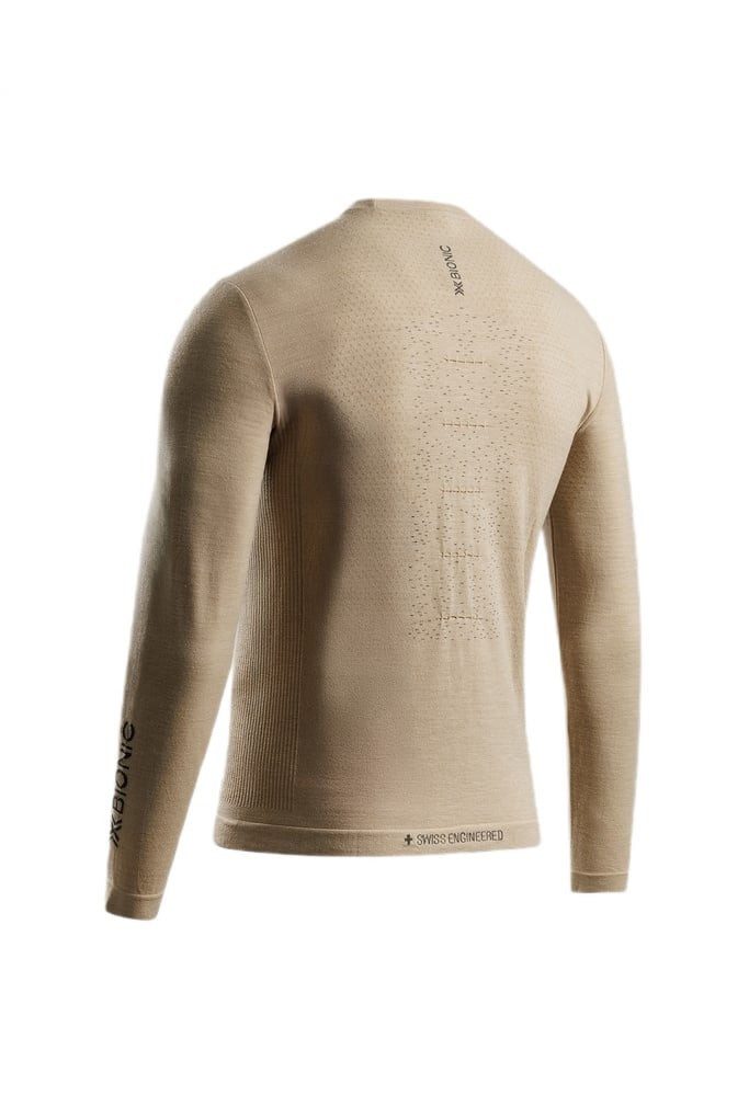 X-Bionic Langarmshirt Mightywool Shirt LS (Merinowolle, warm) sand/beige Herren