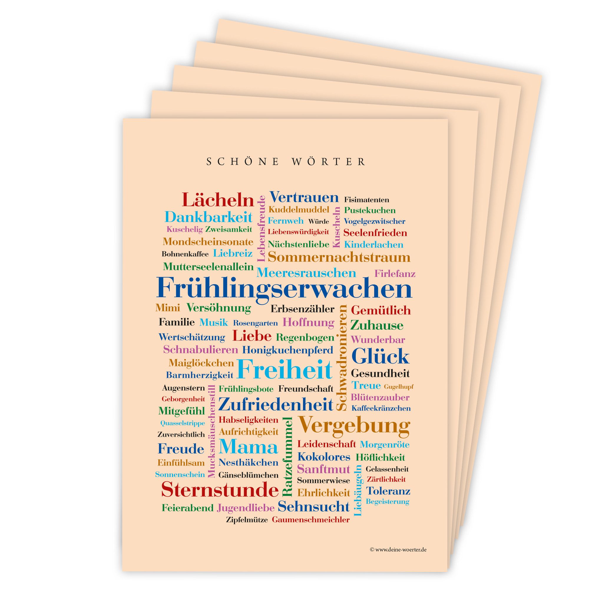 Deine Wörter Grußkarten Schöne Wörter Postkarten 5er Set – Geschenkidee, A6
