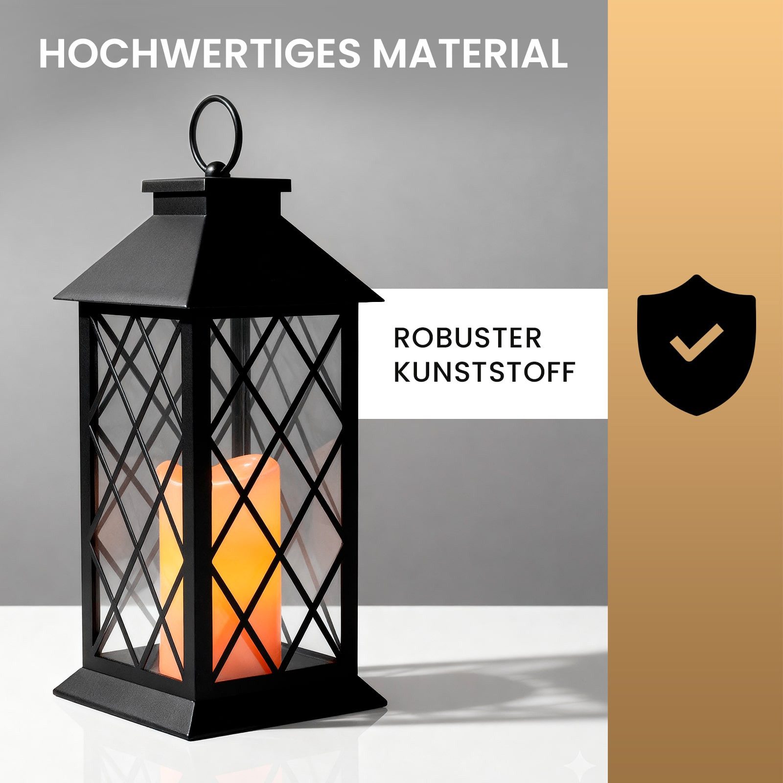 EAXUS LED Laterne Sturmlaterne mit warmweißer LED-Kerze, realistischer Flackereffekt, LED fest integriert, Warmweiß, Gartenleuchte
