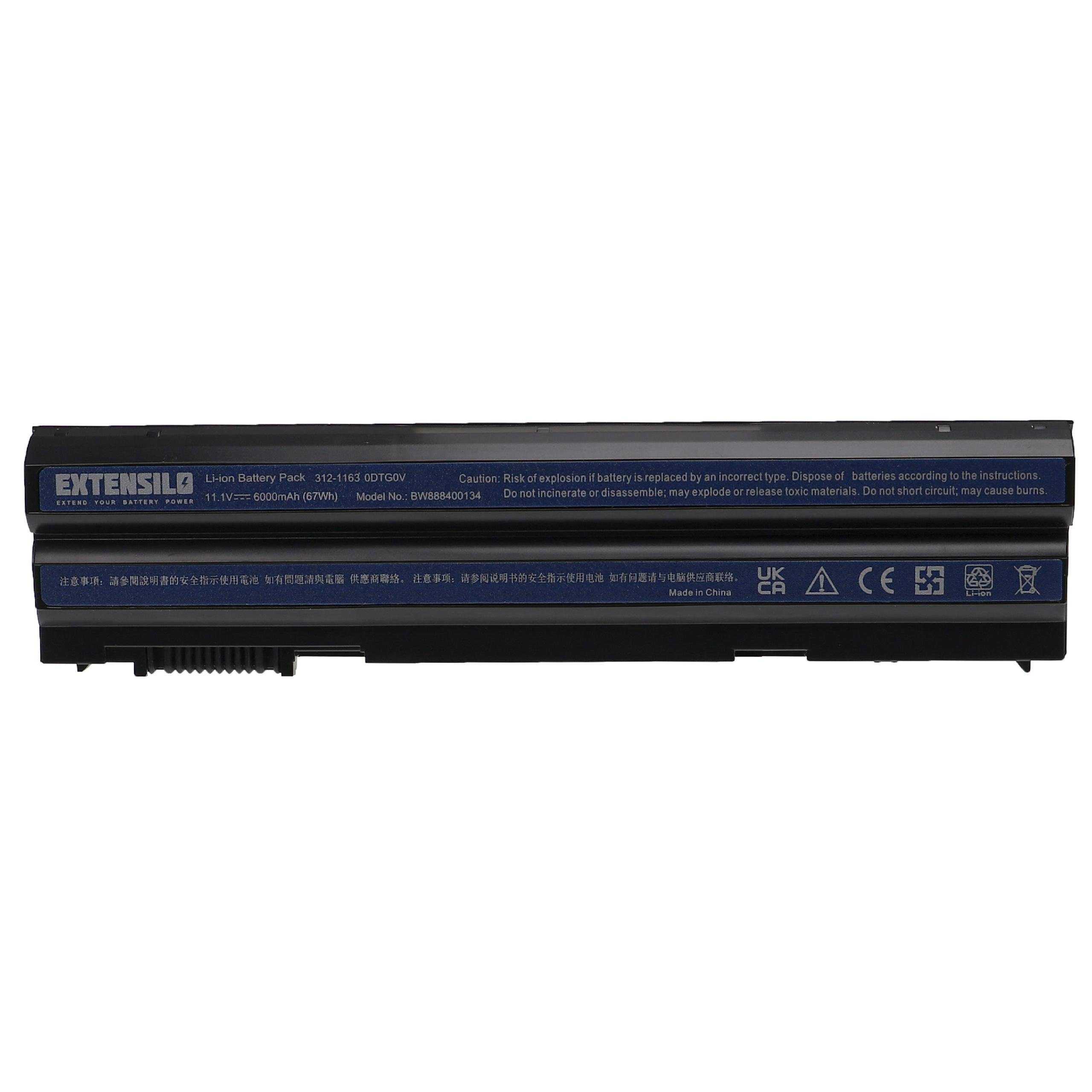 Extensilo passend für Dell Latitude E6440, E6420 ATG, E6520, E6530, E6420 XFR, Laptop-Akku 6000 mAh