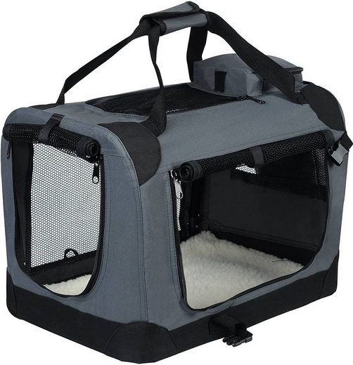 EUGAD Tiertransporttasche, Hundebox faltbar Hundetransportbox Auto Transportbox Reisebox Katzenbox Grau