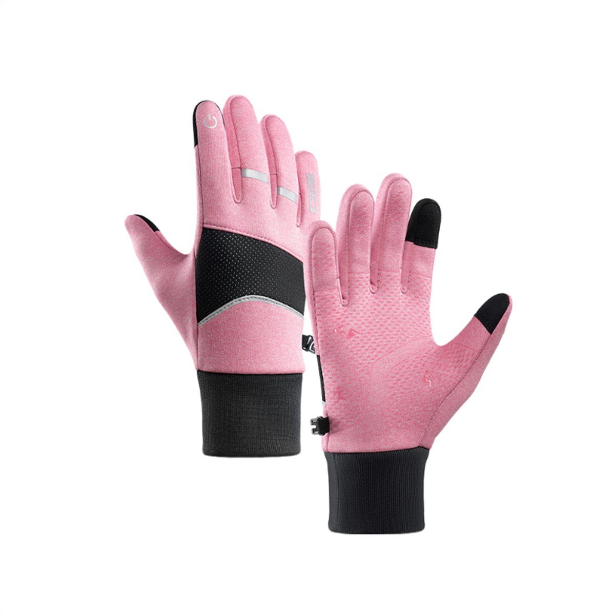 Discaver Fahrradhandschuhe Warme Sport-Touchscreen-Handschuhe für das Radfahren im Freien Wasserdicht, kältebeständig, rutschfest und samtig Rosa