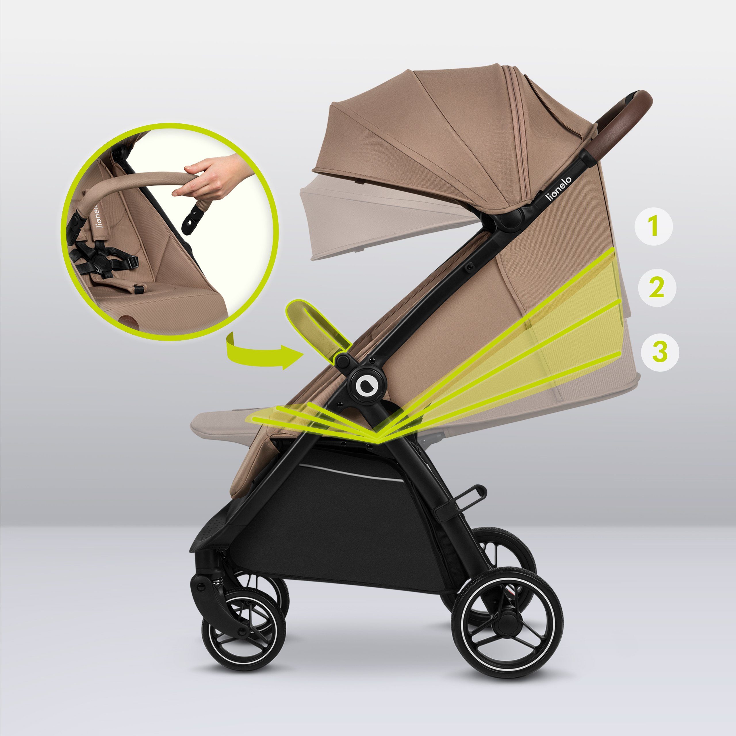 lionelo Kinder-Buggy INGRID, Kompakter / Schönes Design/Multifunktional/ab 6 Monaten