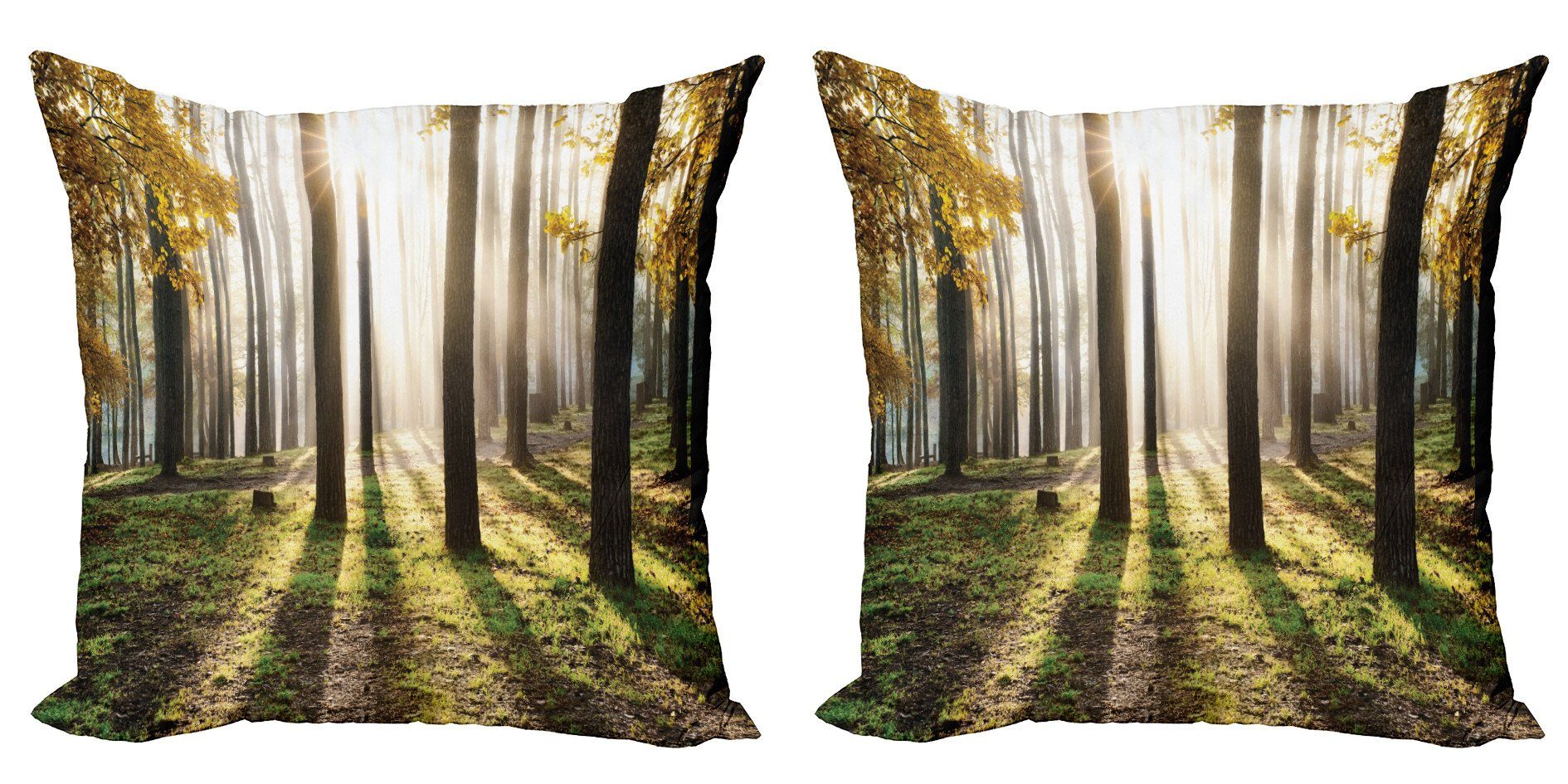 Sonnenaufgang Digitaldruck, Kissenbezüge Accent Stück), (2 Wald Blätter Natur Modern Doppelseitiger am Abakuhaus