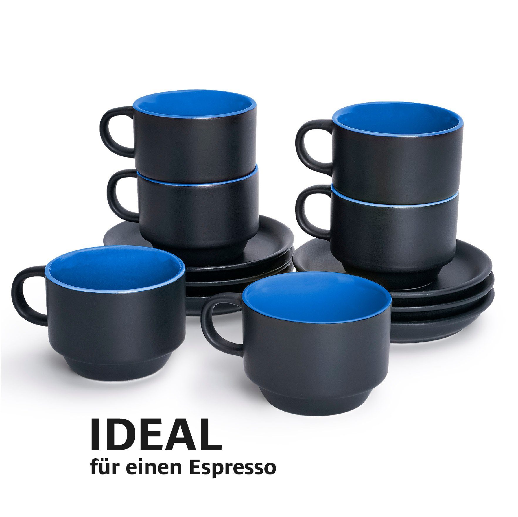 MiaMio Espressotasse Espressotassen Set Le Papillon Kollektion (6 x 75ml)