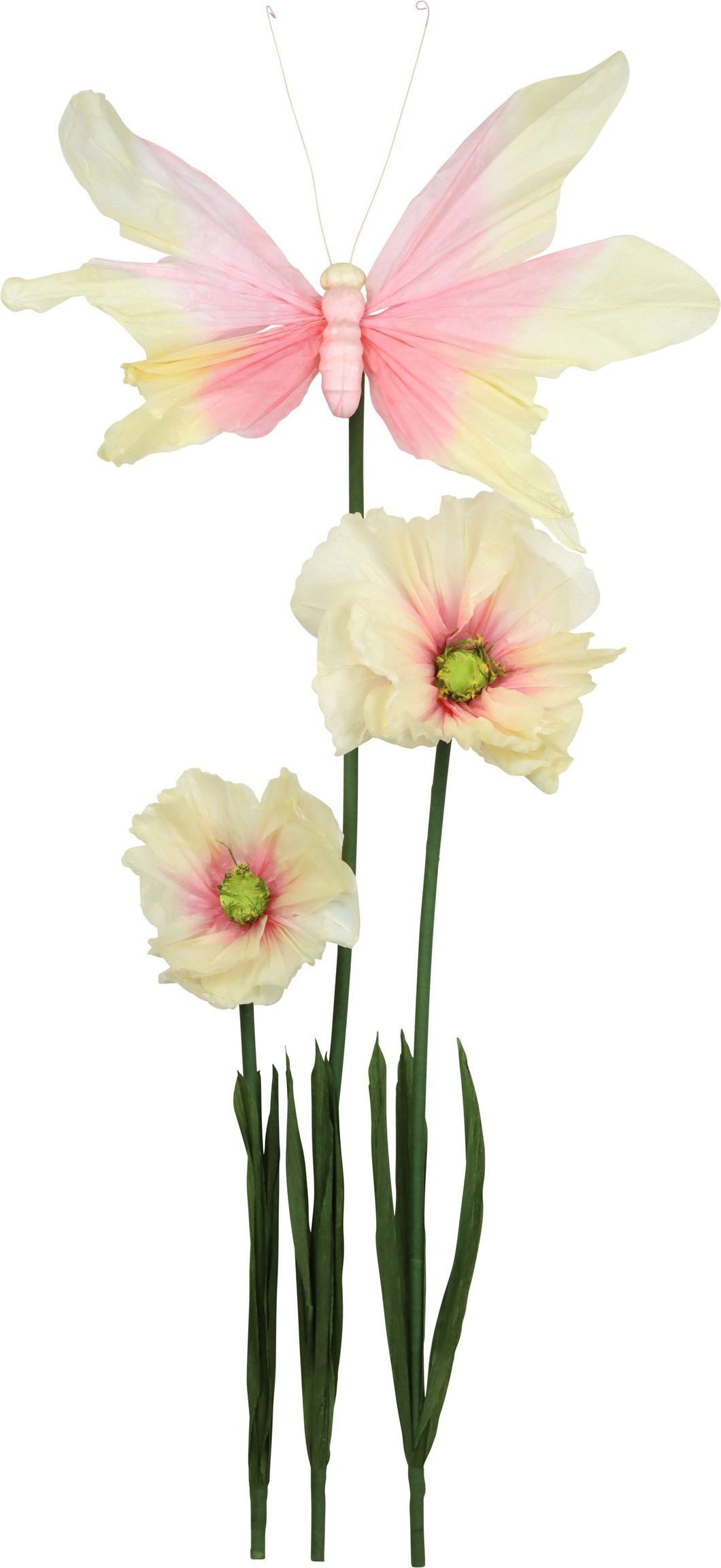 Kunstblume, FURNARO, Höhe 140 cm, Riesenblumen in creme aus Papier und Metall handgefertigt ca. 140cm