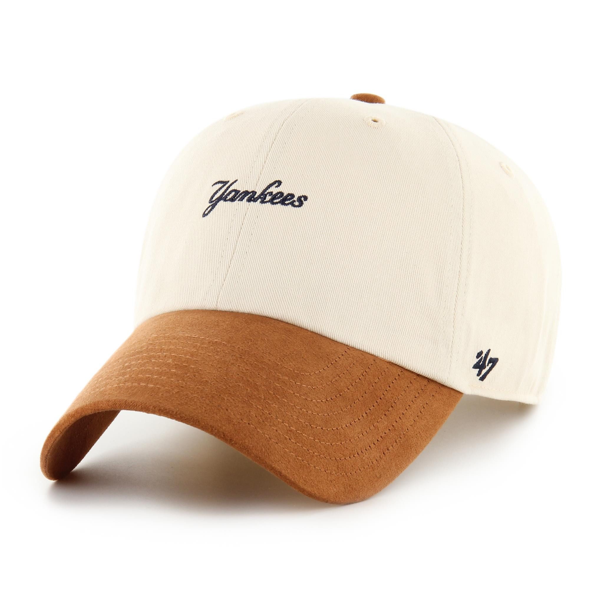 Baseball Cap '47 Brand MLB Cap New York Yankees SCRIPT SUEDE VISOR Clean Up Natural