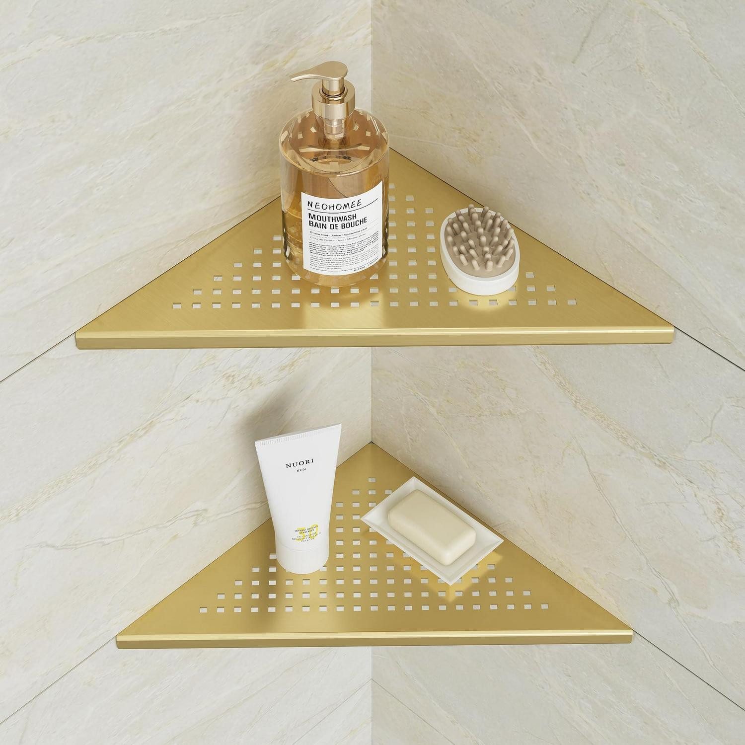 LuxusKollektion Duschkorb Duschregal Ecke Edelstahl Gold 2Stk (2 St)