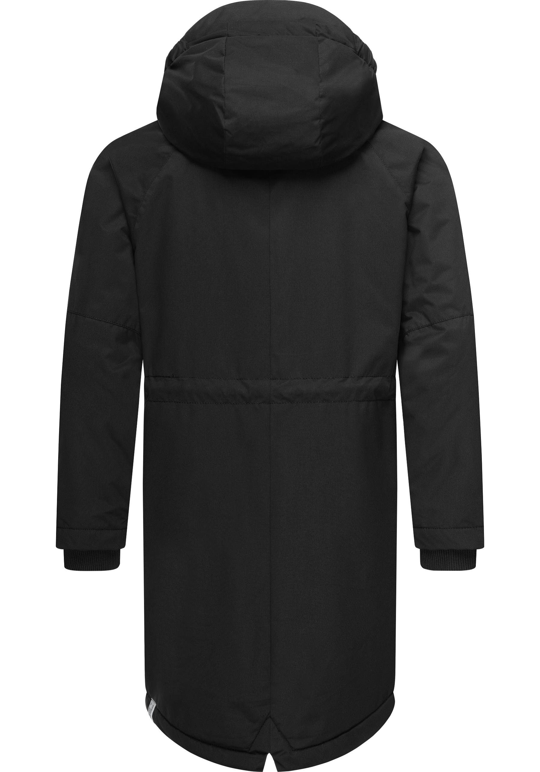 warmem Uniparka Teddyfell-Innenfutter schwarz Jacke Ragwear Winterjacke B mit flauschig