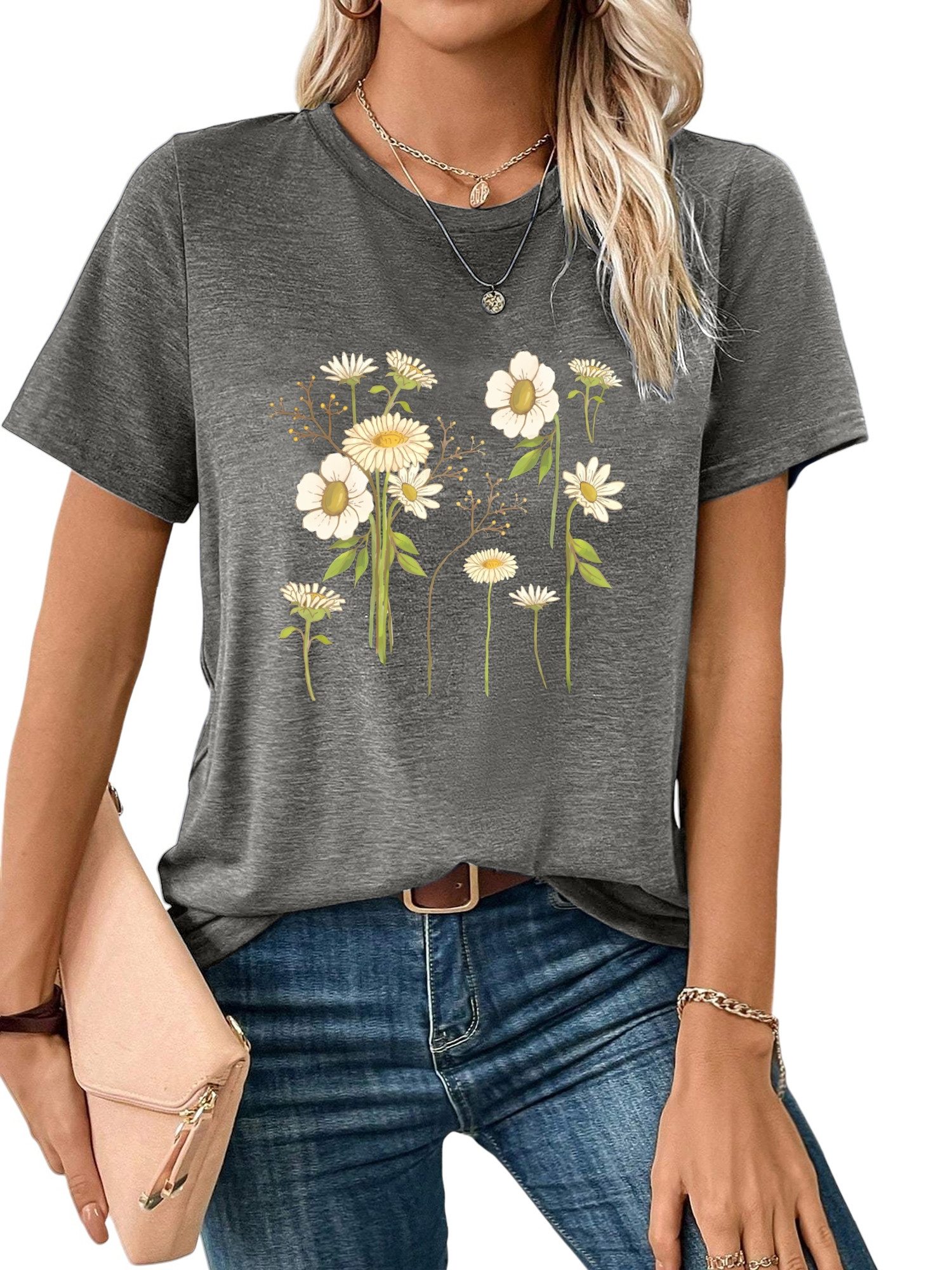 PYL Kurzarmshirt Damen Sommer Kurzarmbluse Locker günstig online kaufen