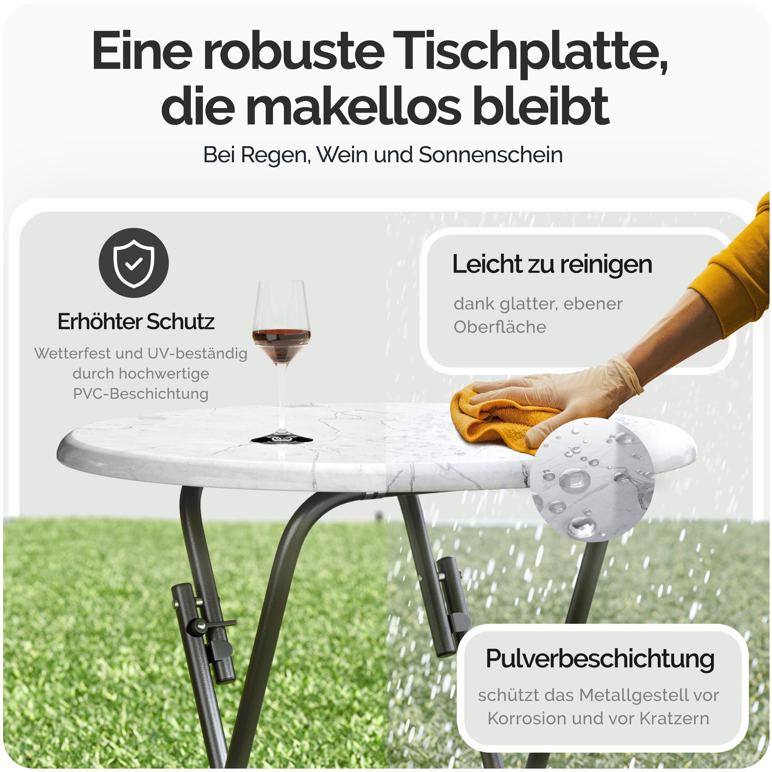 Casaria Stehtisch (1-St), Klappbar 110cm Hoch Rund Ø60cm Garten Camping Bistrotisch Partytisch