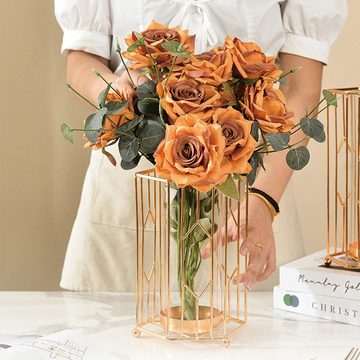HIBNOPN Dekovase Gold Vase für Pampasgras, Kleine Modern Blumenvase Vasen für Tischdeko