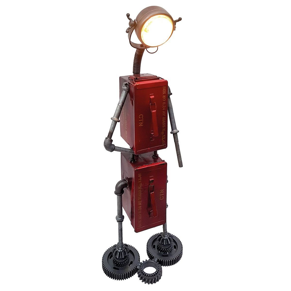 GILDE Dekoobjekt Metall Stehlampe Robot Rot mit Aufbewahrungsbox Höhe 119cm