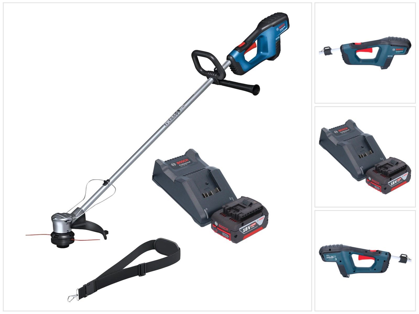 Bosch Professional Akku-Rasentrimmer GRT 18V-33 Professional Rasentrimmer 18V 330 mm + 1x Akku 4 Ah + Lader