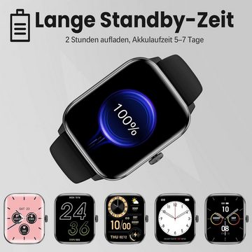 zaisia Smartwatch (1,91 Zoll, Android, iOS), mit Telefonfunktion, Schrittzähler Herzfrequenz SpO2, IP68 Fitnessuhr