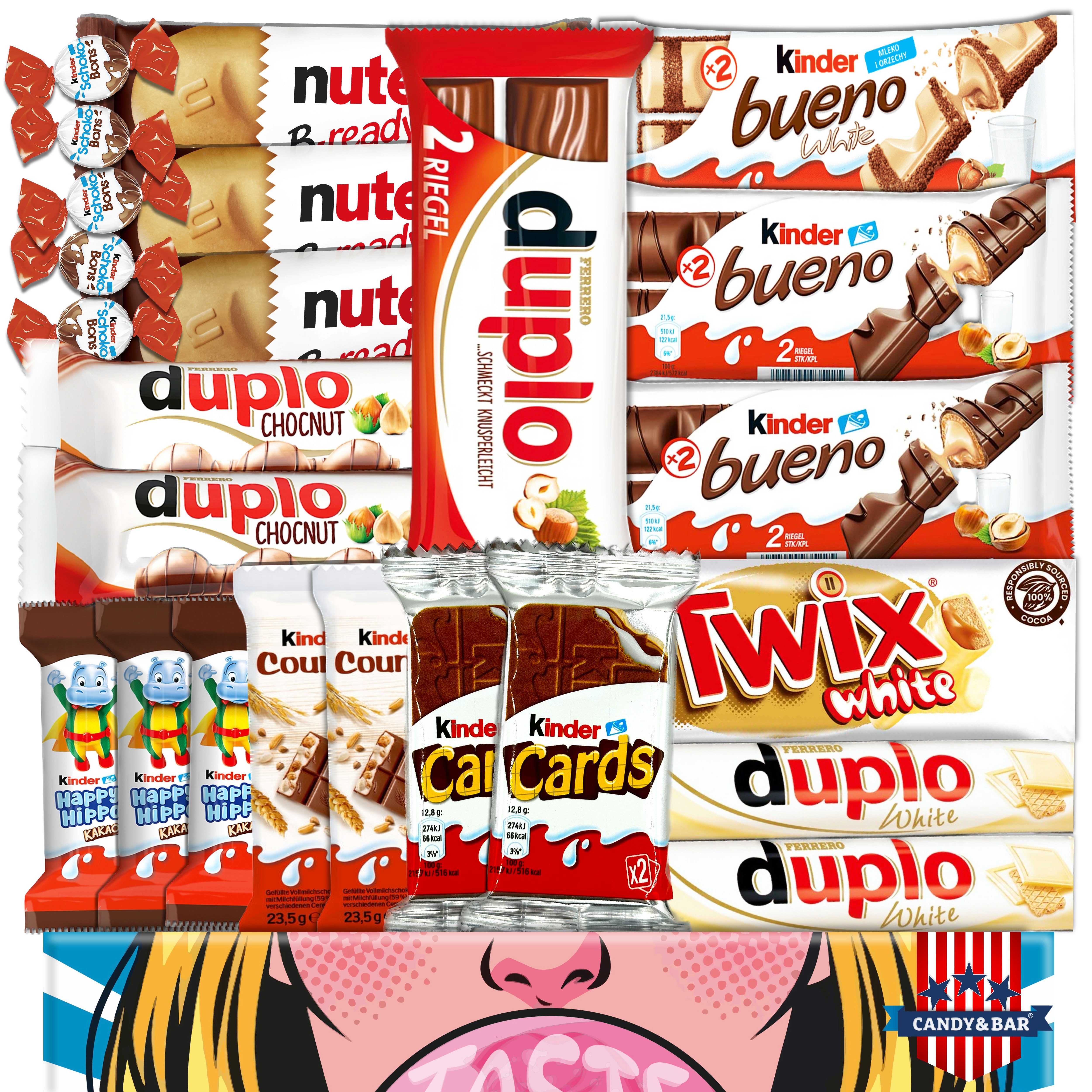 Candy & Bar Schokolade Schokolade Mix Box 21 Stück Geschenkbox mit Schokoriegeln & Snacks