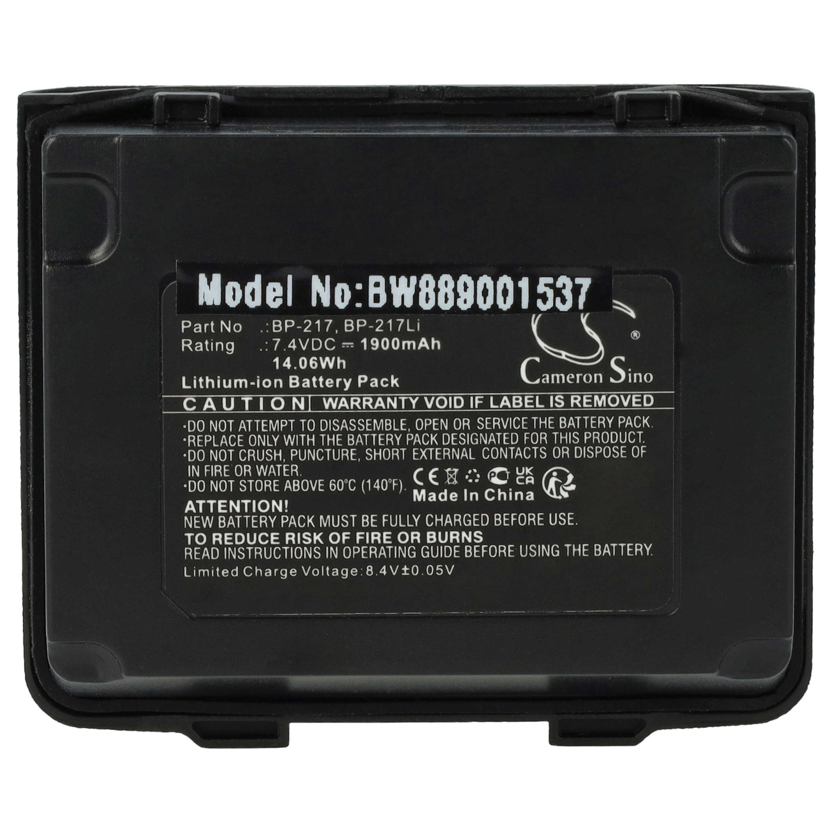 vhbw Akku passend für Icom IC-91AD, IC-91A, IC-80AD, IC-t90A, IC-E91, Akku Akku Li-Ion 1900 mAh (14,06 V, 1 St), Leistungsfähiger Austausch-Akku für Ihr Funkgerät, Walkie-Talkie