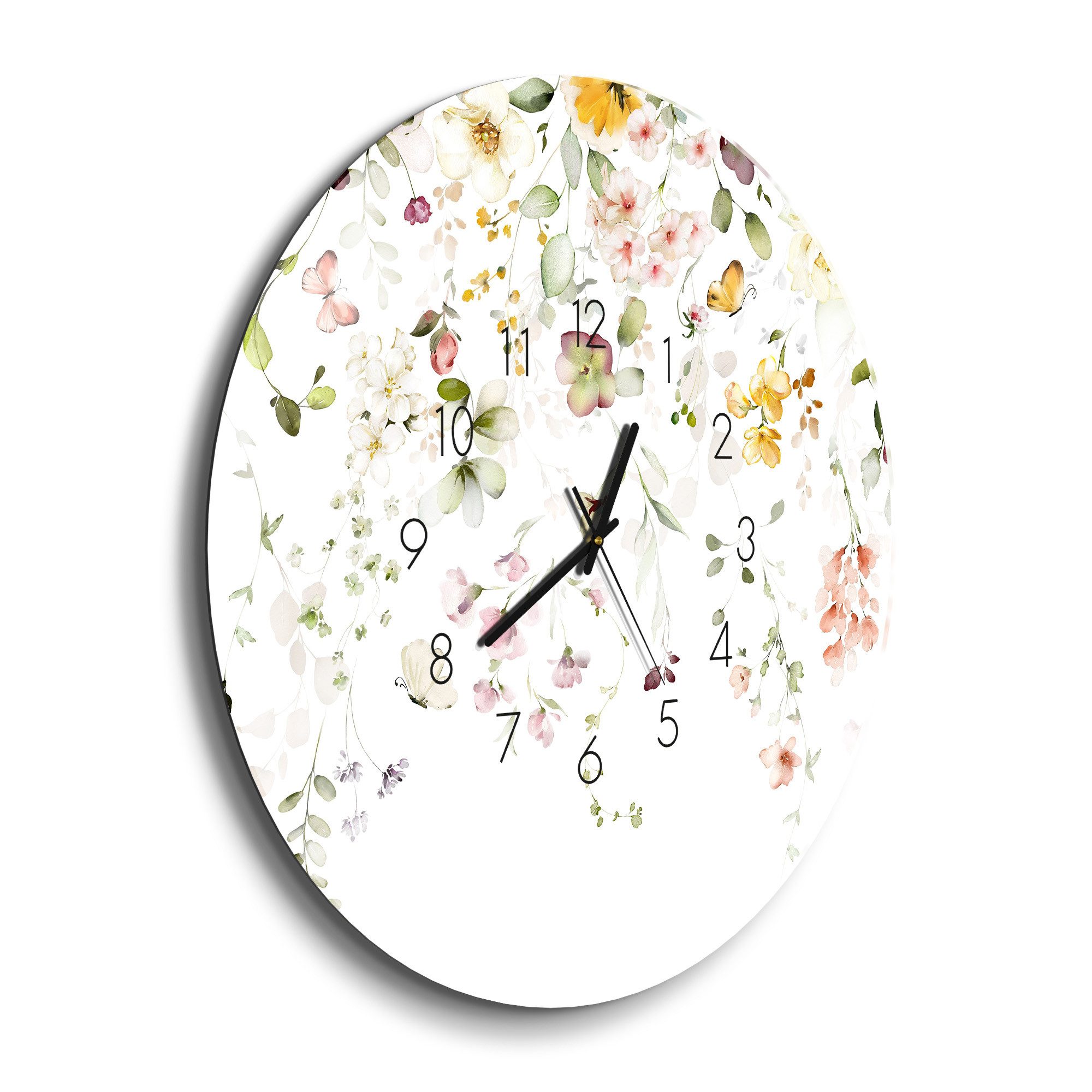 DEQORI Wanduhr 'Zarte Blütenpracht' (Glas Glasuhr günstig online kaufen