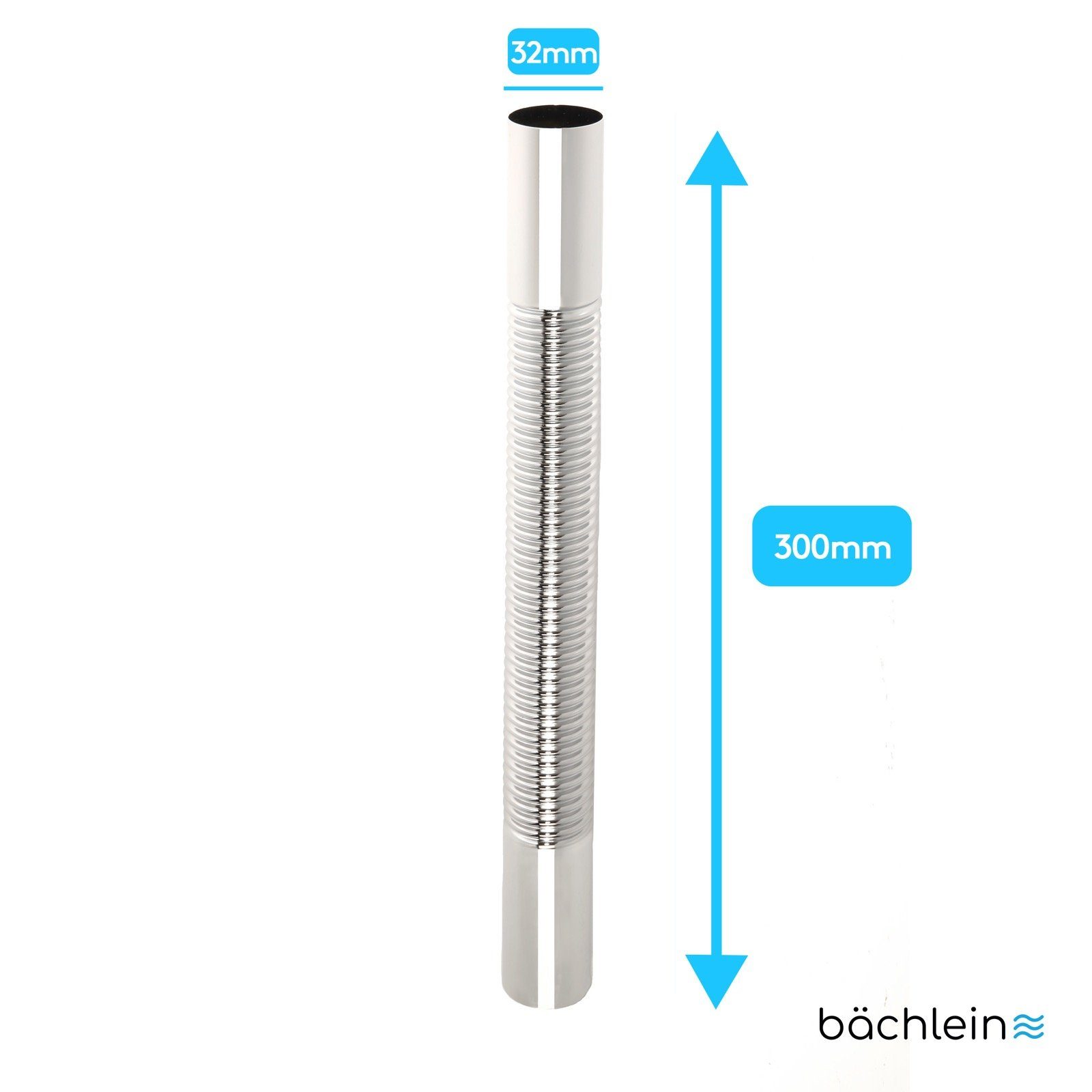 Bächlein Siphon flexibles Wandrohr 32x300mm Chrom, flexibel