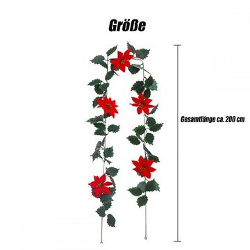 Gontence Girlande Weihnachtsgirlande, 200cm, Weihnachtsdeko Innen Aussen