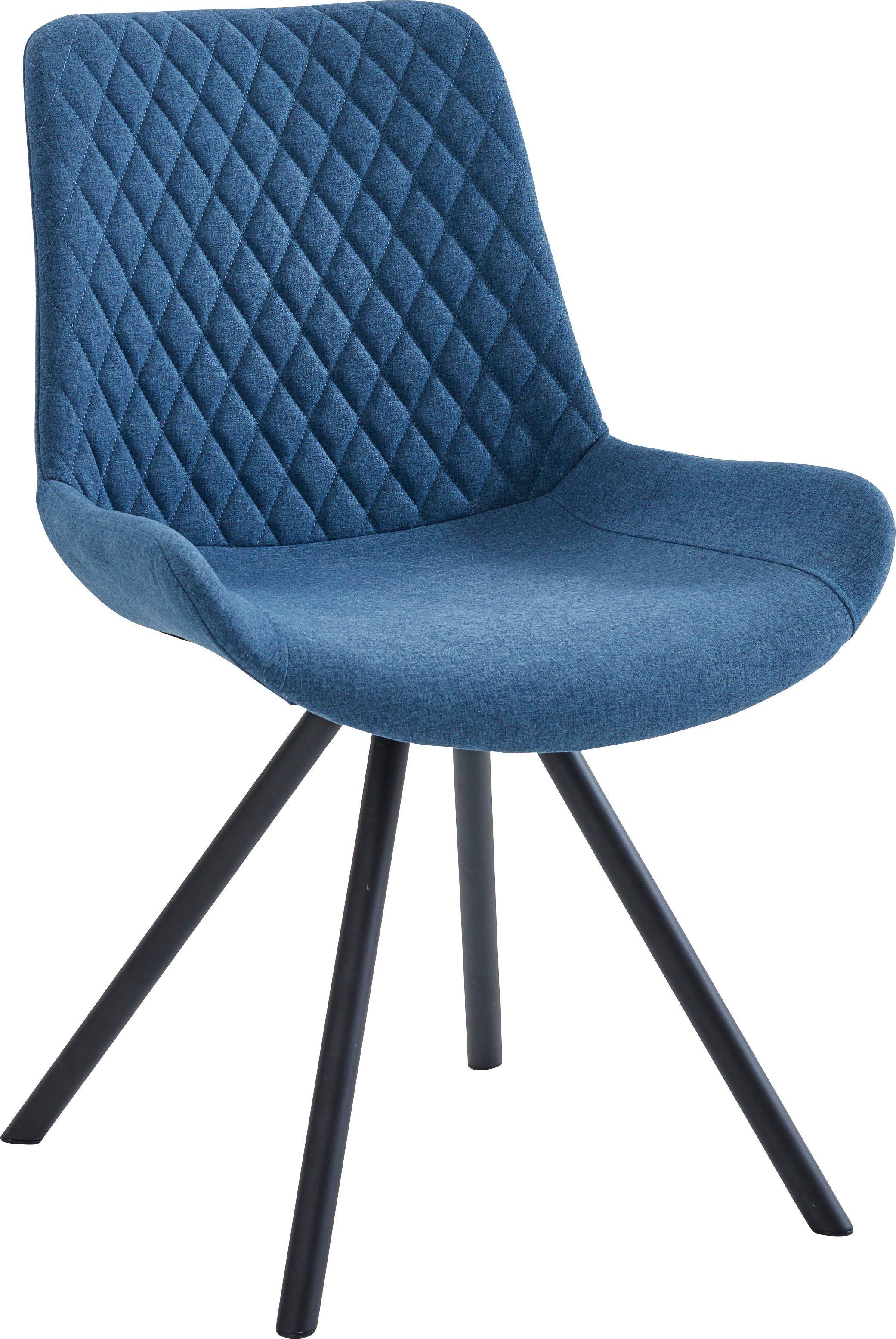 Sitzhöhe: Esszimmerstuhl 2er cm Meran gesteppte Sitzfläche, 46 blau INTER-FURN Metallbeine, (Set, Set, 2 blau Polyester, | St),