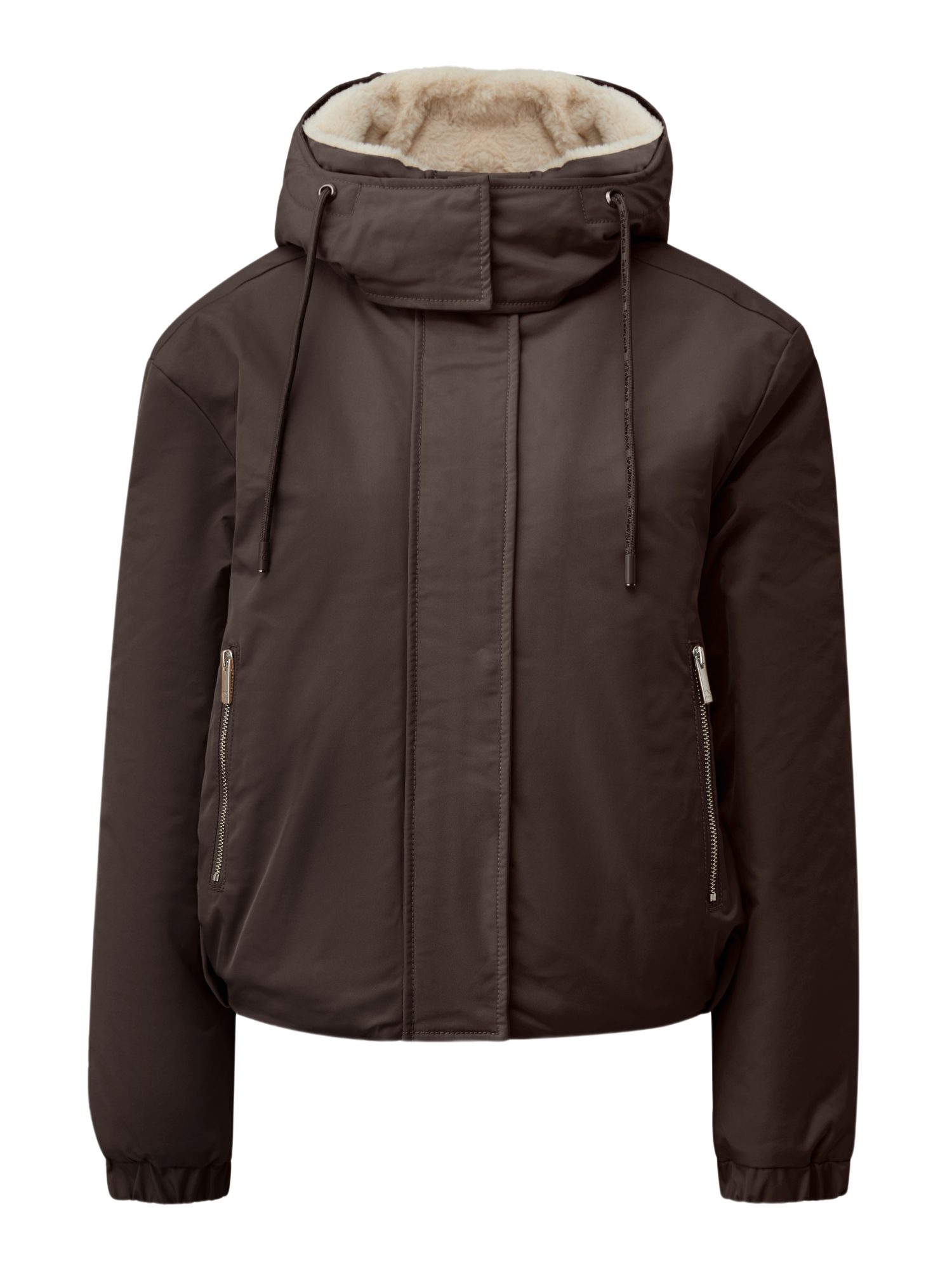 QS Wolljacke braun,Outdoor,Polyester,Unifarben,Kapuze,Langarm,Regular Fit