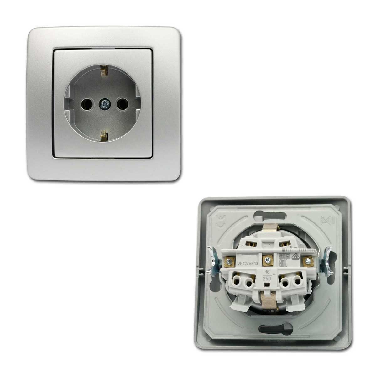 TEM EKONOMIK Starter-Kit, 16er Set, UP, silber Unterputzschalter