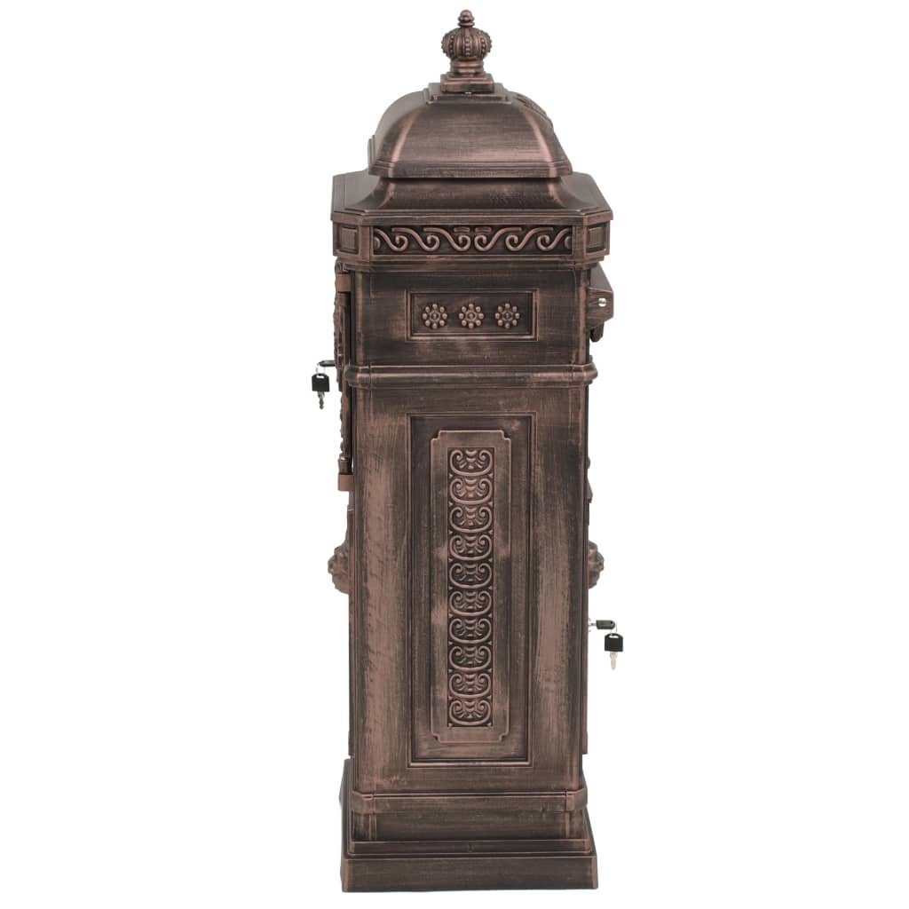 vidaXL Briefkasten Bronzefarben Rostfrei Vintage-Stil Säulenbriefkasten Aluminium Bronze