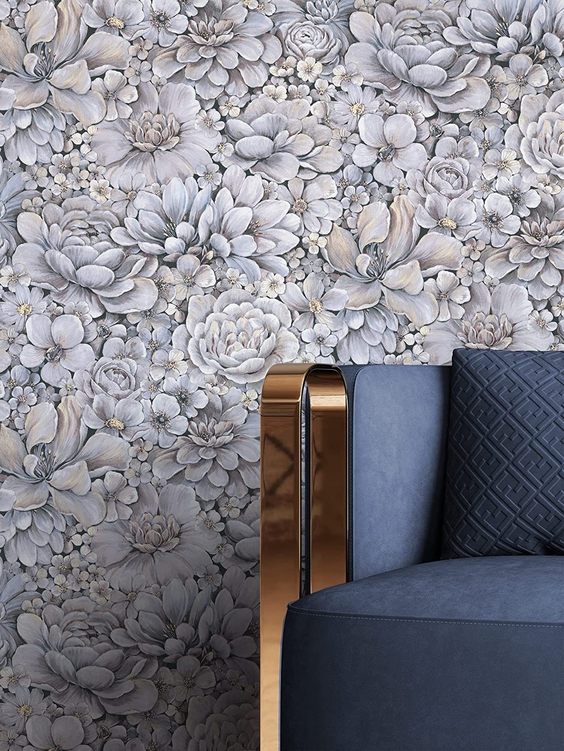 Newroom Vliestapete, Blau Tapete Floral Blumen günstig online kaufen