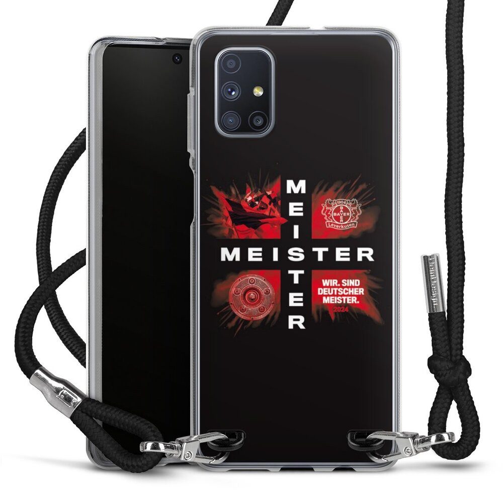 DeinDesign Handyhülle Bayer 04 Leverkusen Meister Offizielles Lizenzprodukt, Samsung Galaxy M51 Handykette Hülle mit Band Case zum Umhängen