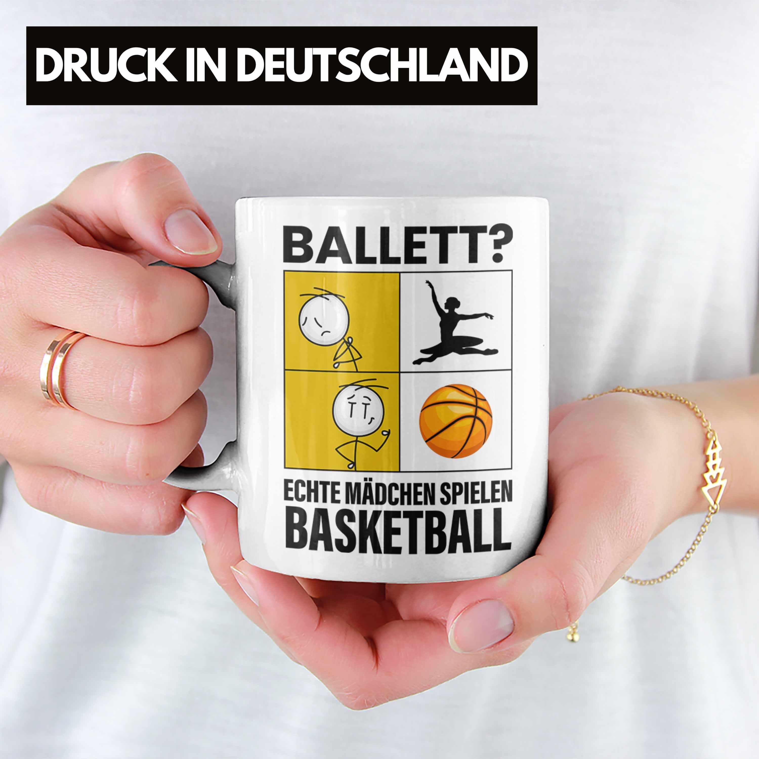 Trendation Tasse Basketball Frauen Geschenk Mädchen Spielen B Sport Tasse Weiss Mädchen Echte