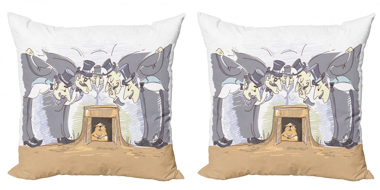Doppelseitiger Day Stück), Murmeltier Accent Modern (2 Männer Abakuhaus Kissenbezüge Hüten Groundhog in Digitaldruck, den