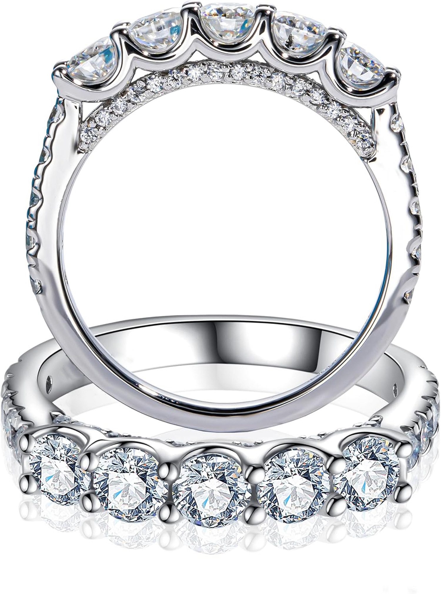 Jumpeak Diamantring Diamantring, Damenring aus 585er Weißgold, Partnerring, Eheringe, Hochzeitsgeschenke, Geschenke für Damen, Hochzeitstagsringe