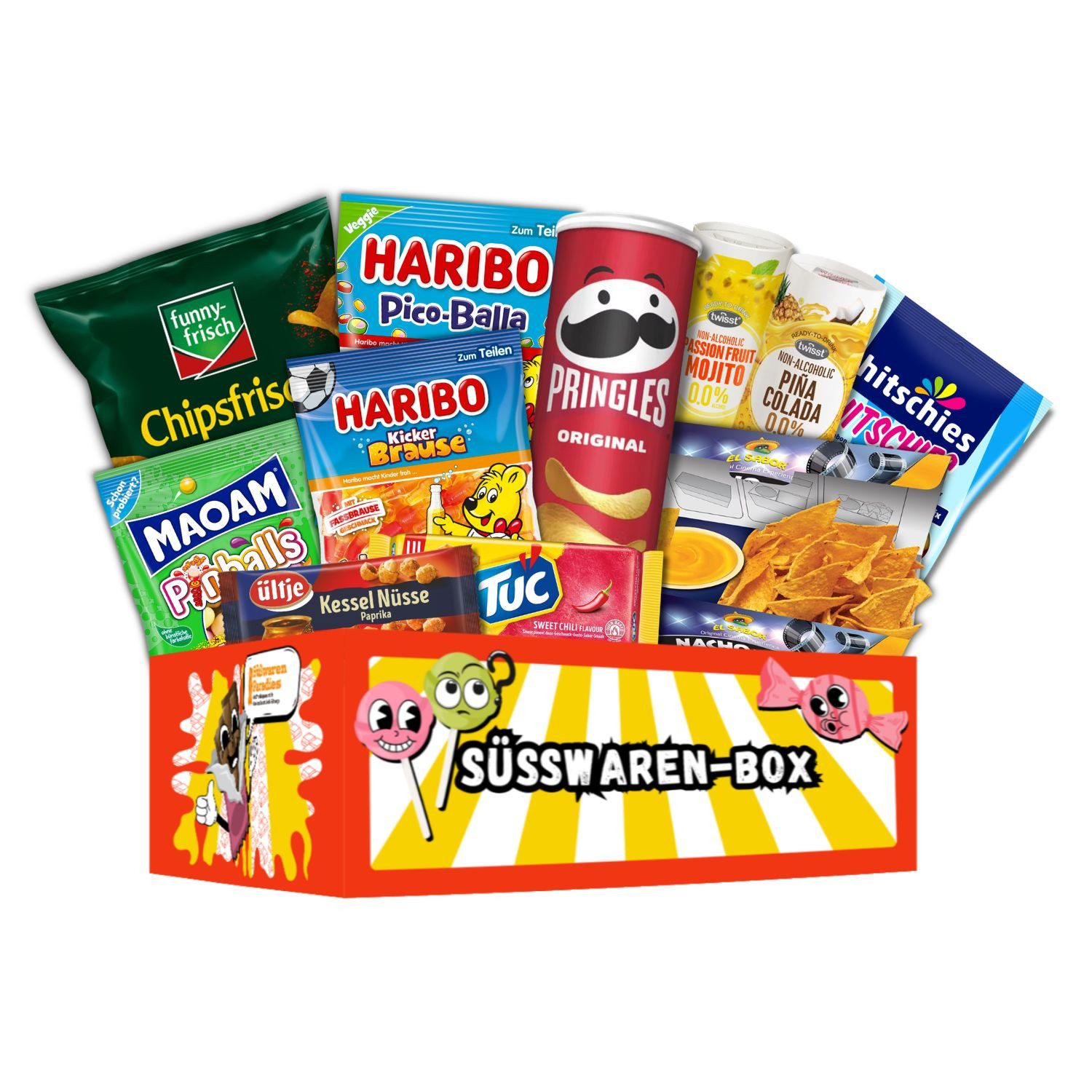 Fruchtgummi Bären & Co. Süßigkeit, Mega Paradies Snack Mix Box mit Chips Cracker Fruchtgummi 1770g