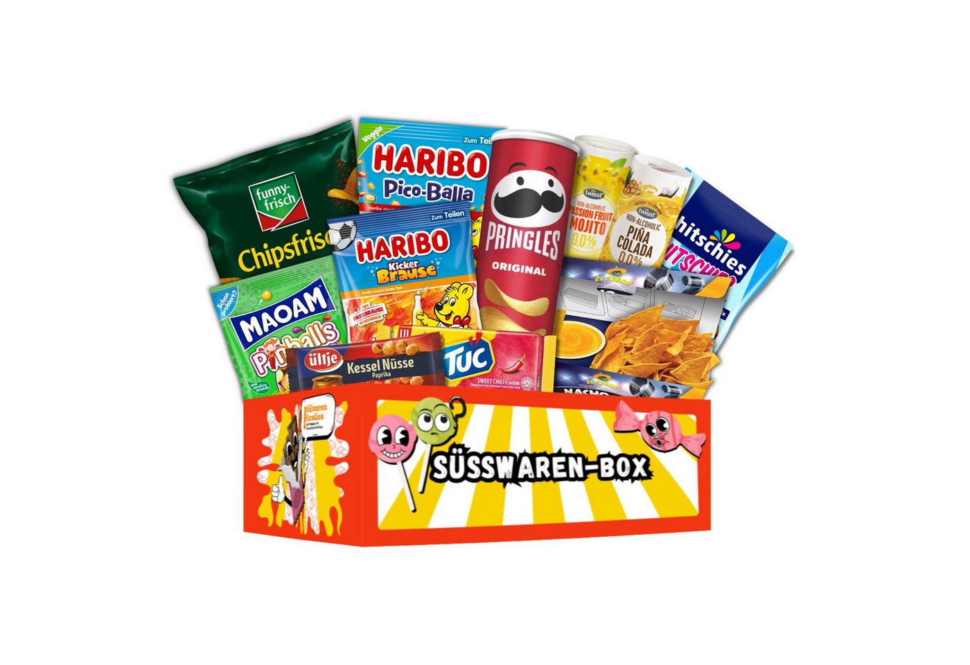 Fruchtgummi Bären & Co. Süßigkeit, Mega Paradies Snack Mix Box mit Chips Cracker Fruchtgummi 1770g