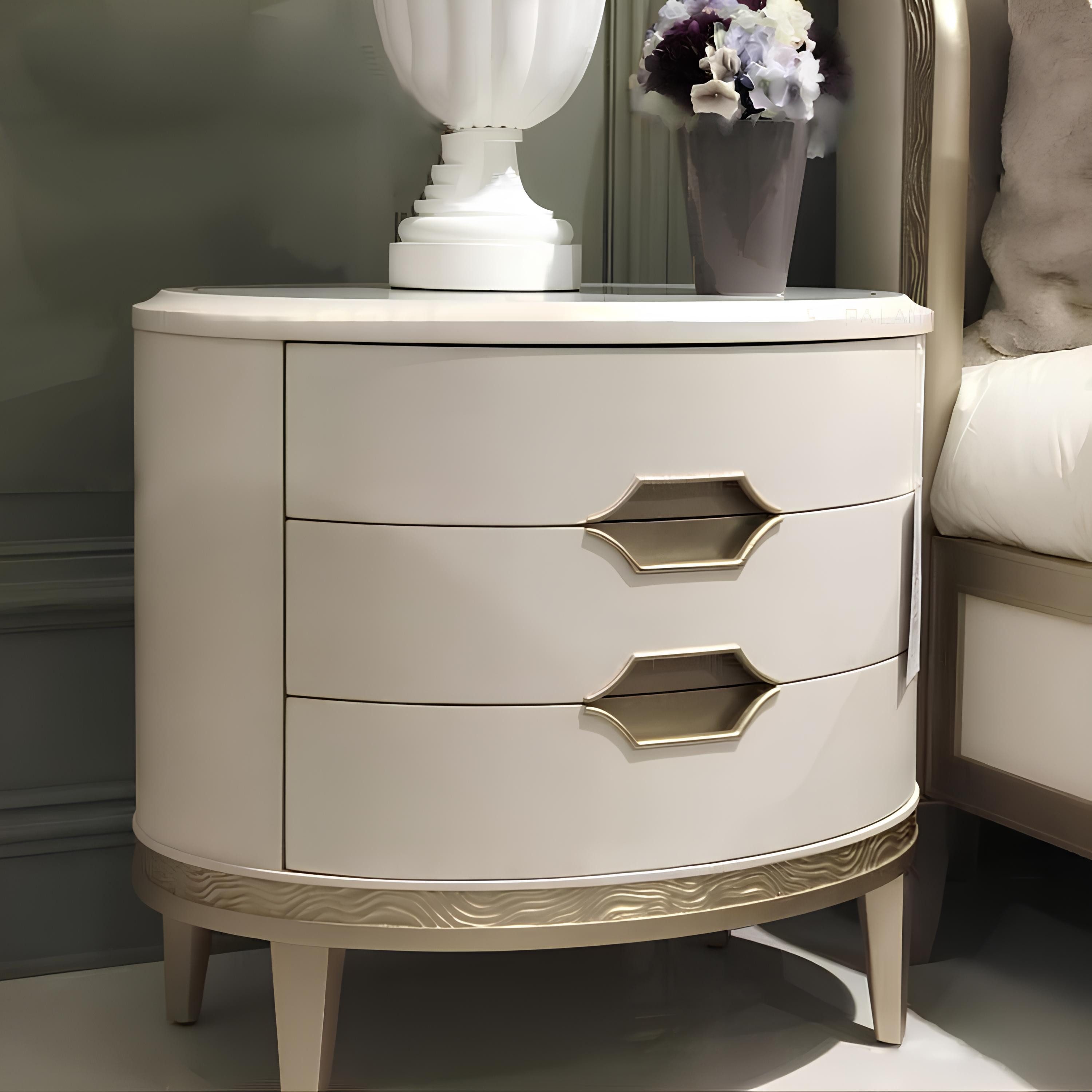 JVmoebel Nachttisch Elegante Kommode aus robustem Holz in sanfter Beige-Färbung (1-St), Made in Europa
