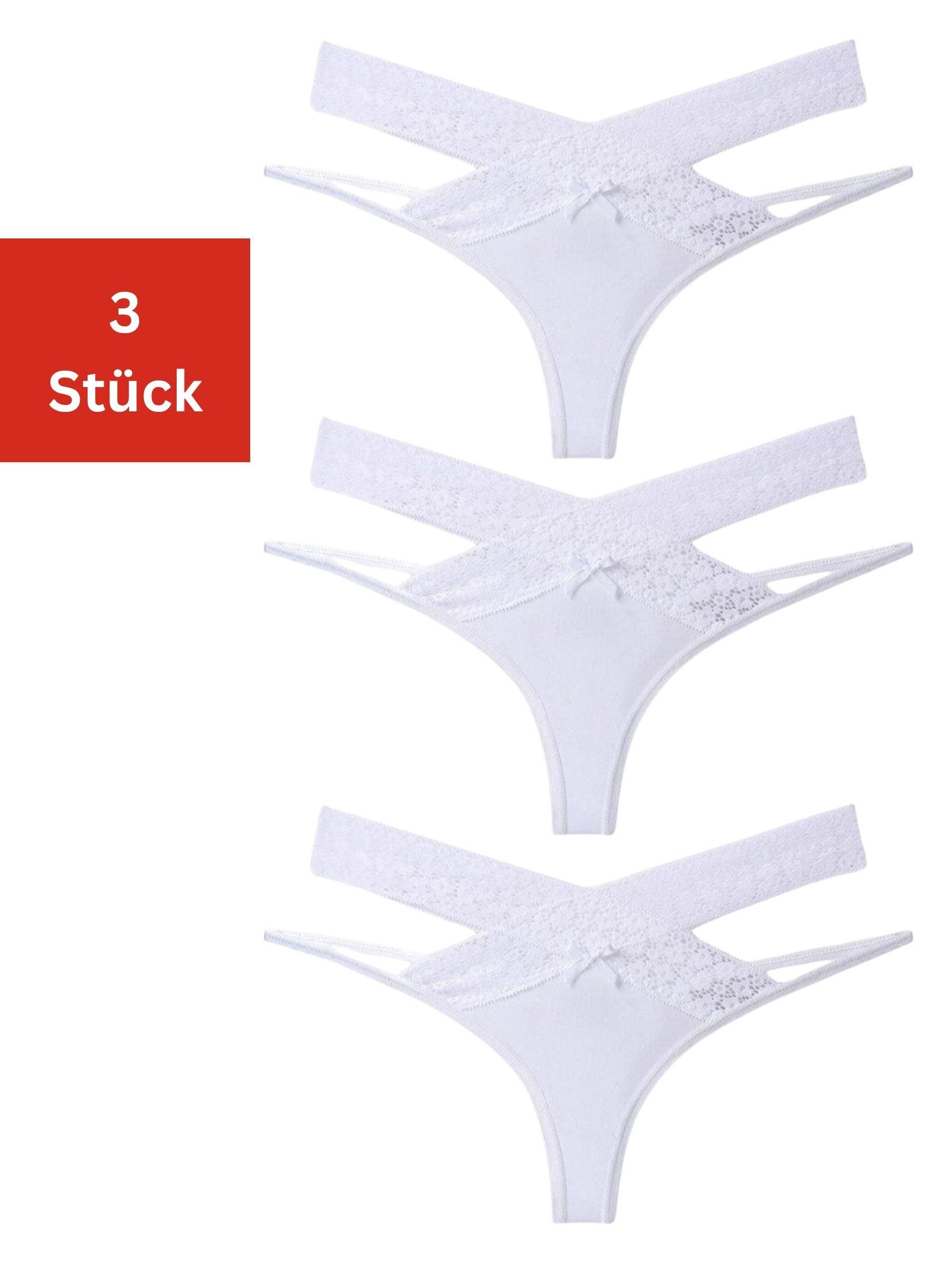 Elegant Love Tangaslip Damen Slip aus Spitze – Sexy Panty Unterwäsche mit stilvoller Optik (Set, 3-St., 3er-Pack) Tanga V-Strings – Elegante Spitzenunterwäsche im Set